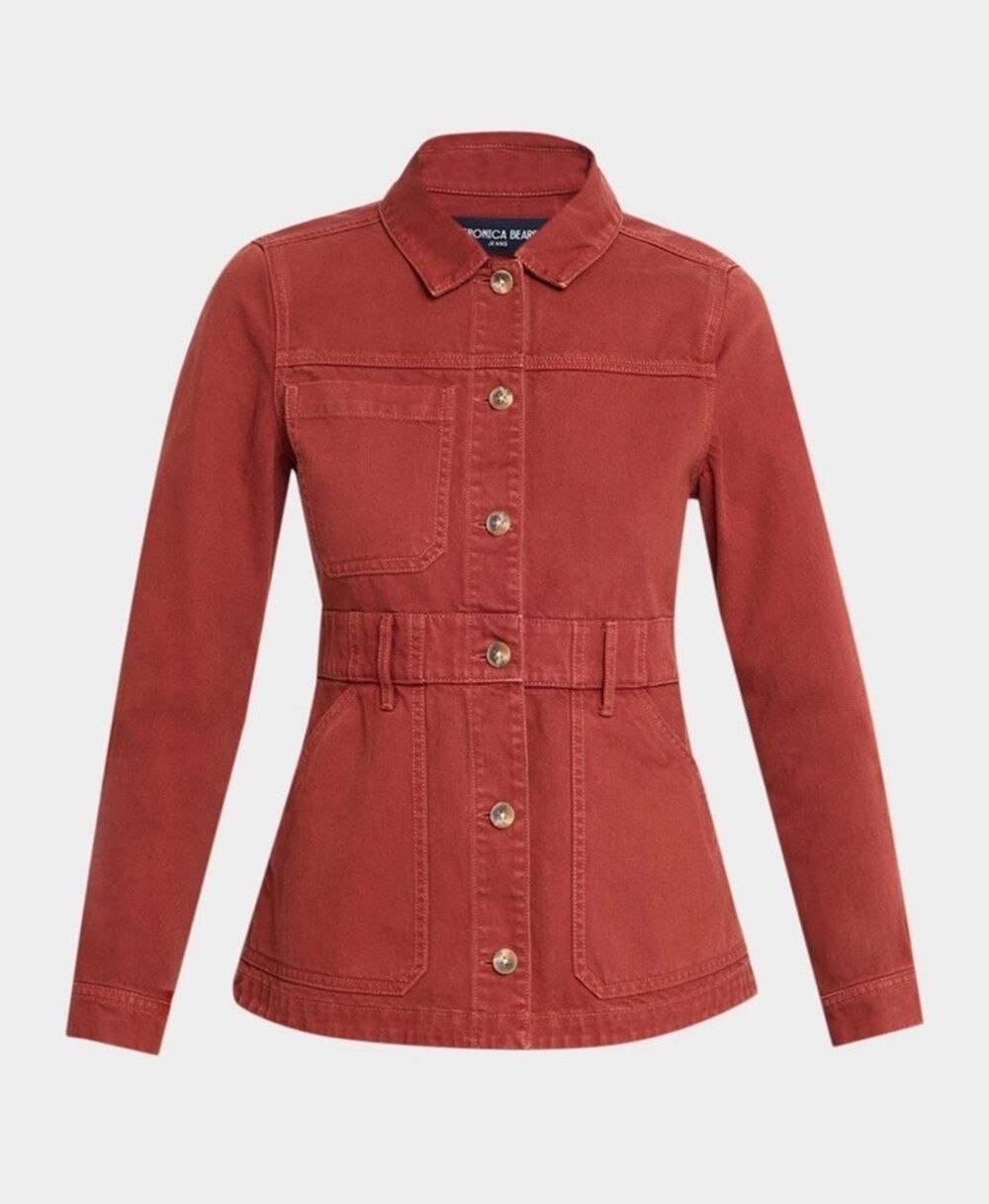 Veronica Beard Jeans Anzu Utility Jacket Women's Small Brick Red Cotton Twill